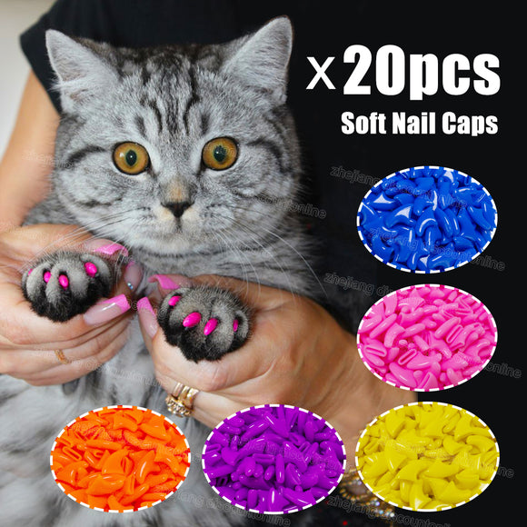 20pcs Silicone Soft Cat Nail Caps